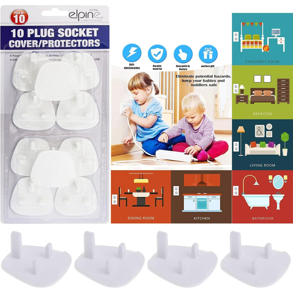 Safety Socket Inserts Electrical Uk Main Plug Cover Security Guard 10Pc 5038673312781
