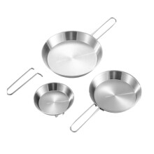 3Pcs Camping Frying Pans Convenient Folding Handle Stainless
