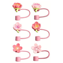 6Pieces Flower Straw Protectors Sweet Straw Cover Flower Shape
