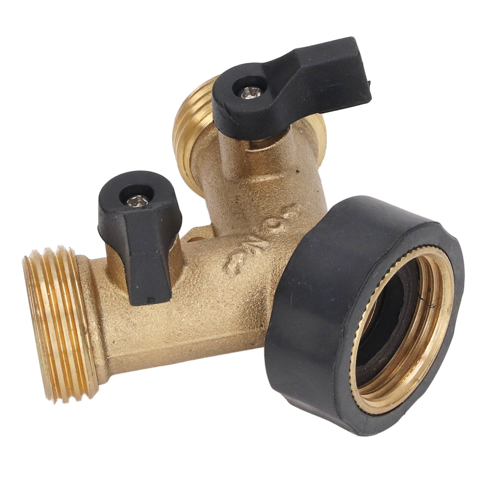 2 Way Brass Ball Valve 3/4In Plastic Garden Watering Hose Splitter 7901353845573