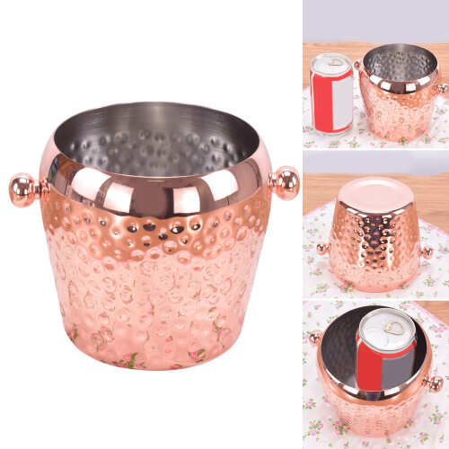 Wide Mouth Wine Bucket Beverage Tub Hammer Pattern Stainsless 1