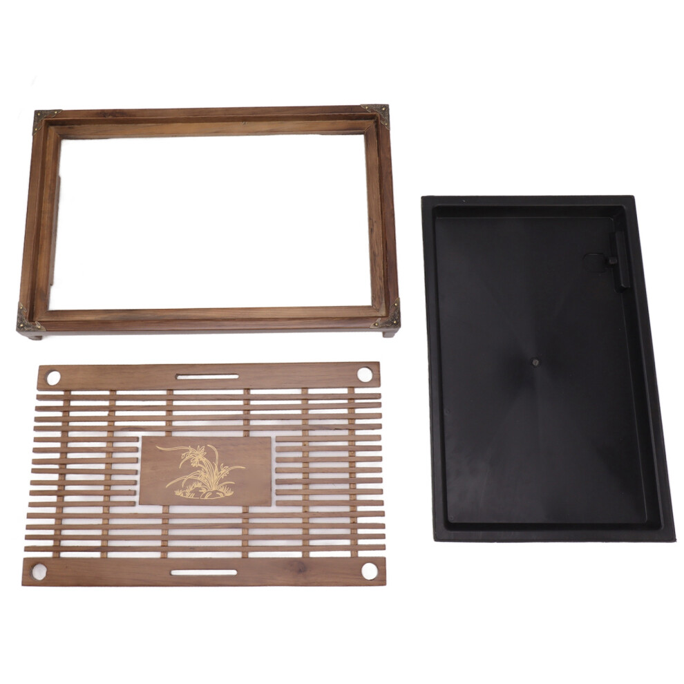 Gongfu Tea Tray Water Drainage Home Decor Brown, Lithocarpus Wood