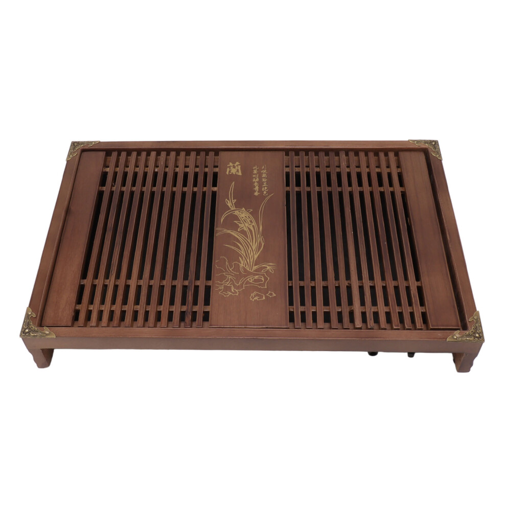 Orchid Engraved Wood Tea Tray with Efficient Drainage and Storage Feature-image-OPC-PM2DPHY-NEW