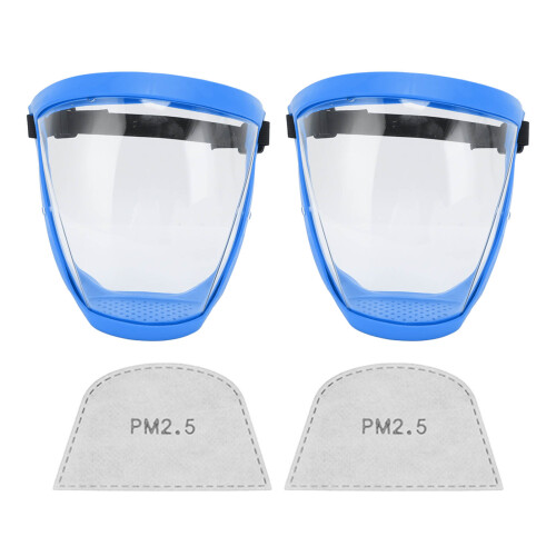 2 Stück Kinder Blaugraue Transparent PC-Gesichtsschutzschilde mit Filter-Baumwollpad 1