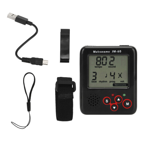 Schwarzes digitales LCD-Mini-Metronom USB 1000 mAh 1