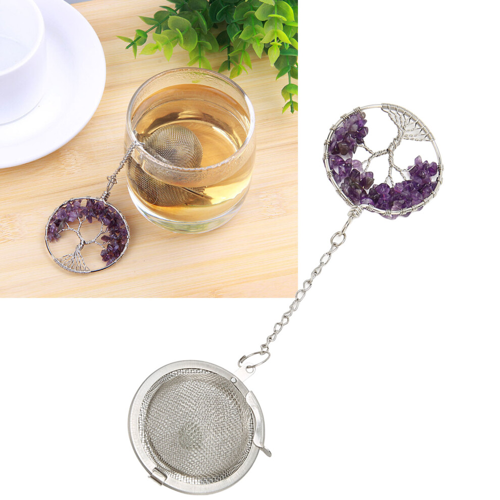 Amethyst Tea Infuser Strainer Steel Mesh Chain  Stainless Steel