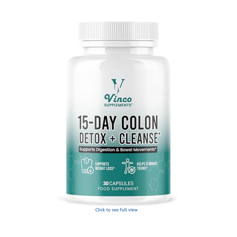 Vinco Colon Cleanse 15 Day Detox - Supports Weight Loss - Eliminates Toxins - Relieves Constipation & Bloating - Probiotics for Gut Health