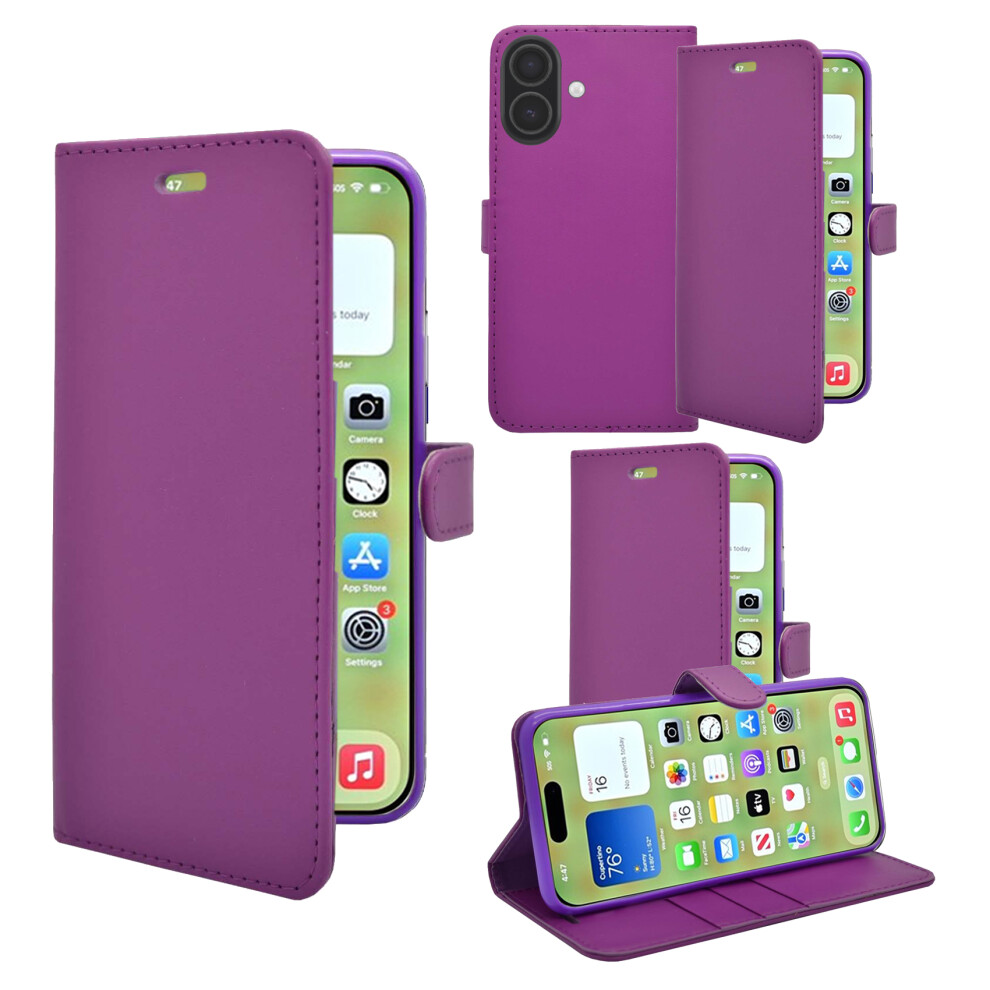 (Purple) For Apple Iphone 17 Wallet Flip Pu Leather Card Slot Pouch Case Purple 3478808392714