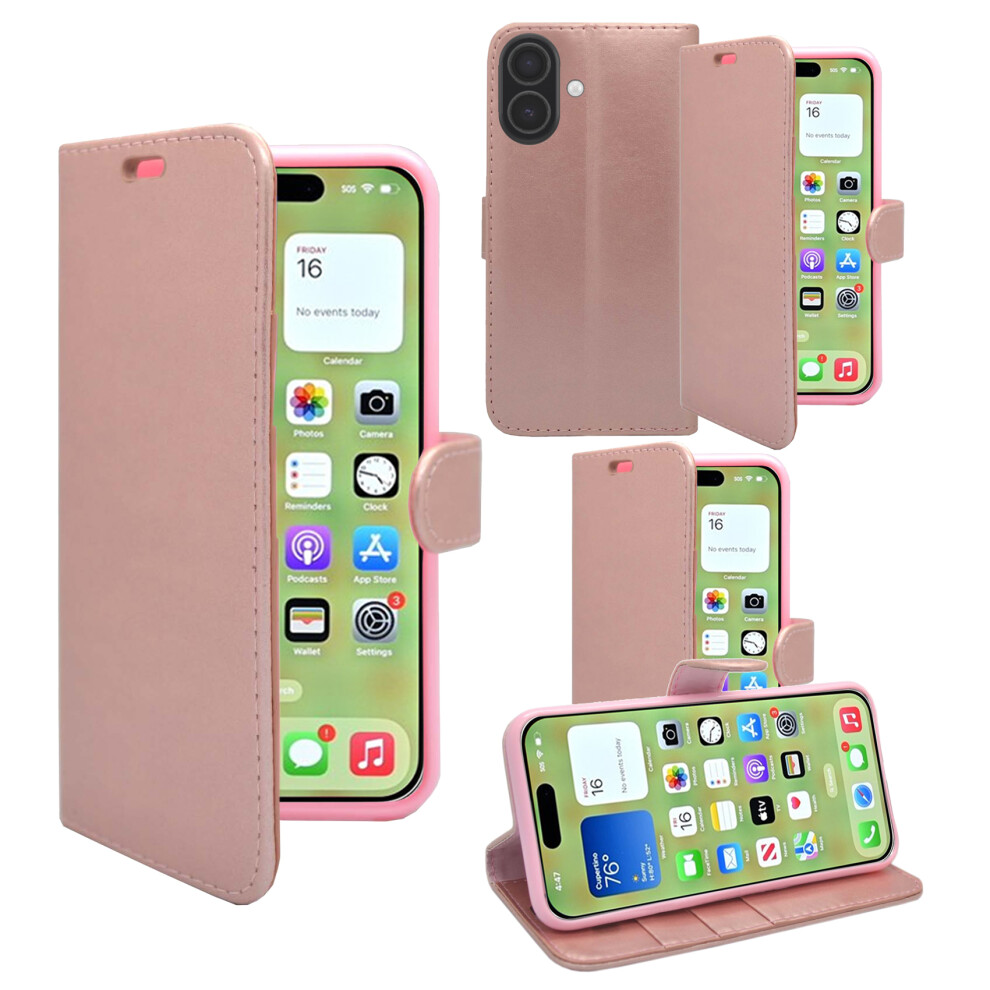(Rose ) For Apple Iphone 17 Wallet Flip Pu Leather Card Slot Pouch Case Gold 3478818004652