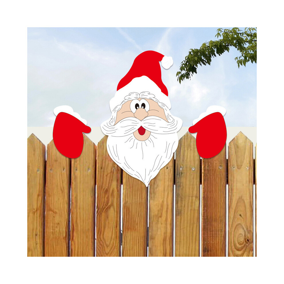 (Style E) Snowman Santa Elk Claus Christmas Fence Peeker Decoration Outdoor Decor Garden