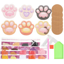 1Set Duurzame Acryl Coaster Set Diamanttekening Kattenpoot Voor Thuis