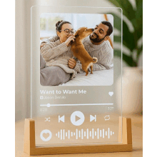 Crafted Memories Personalised A5 Song Music Plaque with Photo | LED Acrylic Song Gift | Custom Spotify Plaque