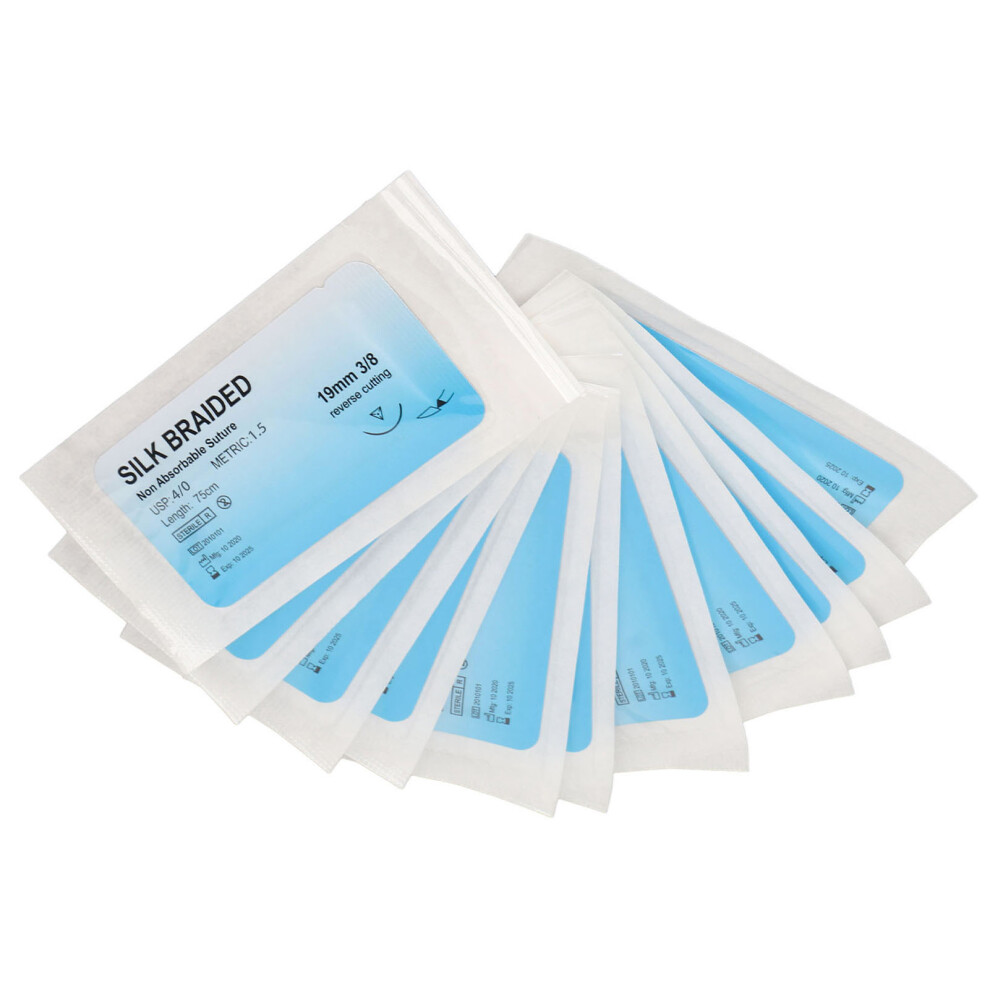 Suture Skill Training Set: 12pcs 4/0 Silk Thread with Needles Included