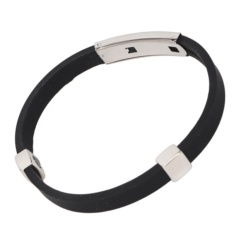 Black Silicone Static Wristband, Steel/, Sports, Energy Boost
