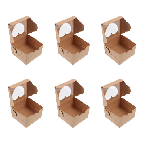 20St Herzförmige Kuchenverpackungsboxen Hellbraun
