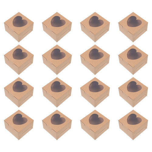 20St Herzförmige Kuchenverpackungsboxen Hellbraun 2