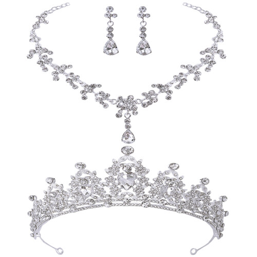 2 Sets Hochzeits-Haaraccessoires Ohrringe Halskette - Für