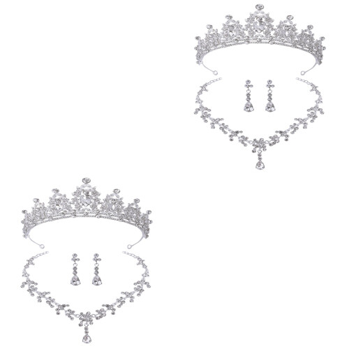2 Sets Hochzeits-Haaraccessoires Ohrringe Halskette - Für 2