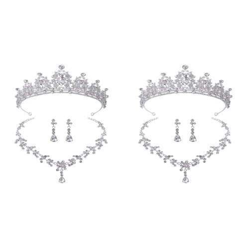 2 Sets Hochzeits-Haaraccessoires Ohrringe Halskette - Für 1