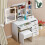 White Vanity Desk LED Sliding Mirror Drawers Stool 1