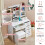 White Vanity Desk LED Sliding Mirror Drawers Stool 5