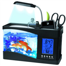 2Stück USB LCD Aquarium LED Leuchte Mit Uhr/Stifthalter