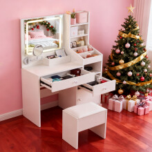 Wood Dressing Makeup Table Stool Set LED mirror