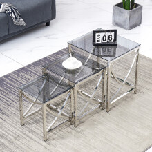 (Grey Glass) Nest of 3 Coffee Table Tempered glass Living Room