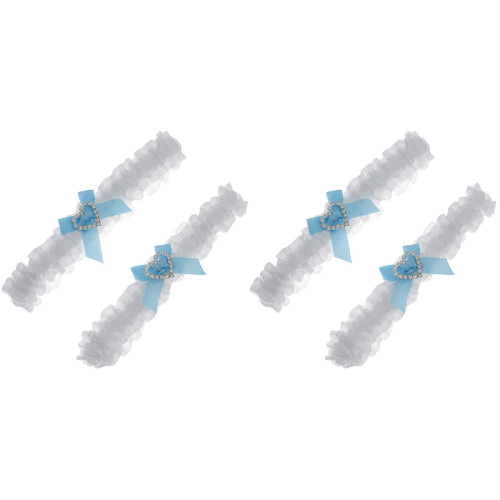 4 Brautspitze Beinschmuck Fliege Weiß Strasssteine 1