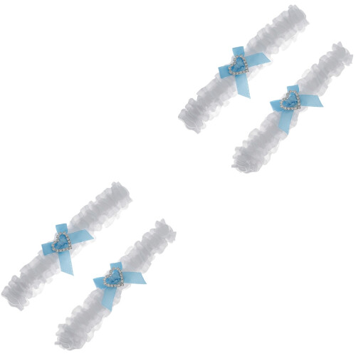 4 Brautspitze Beinschmuck Fliege Weiß Strasssteine 2