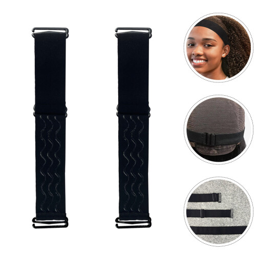 2Pcs Adjustable Elastic Wig Bands Black Breathable 1