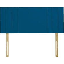 (Single Blue) 3ft Plush Velvet Padded Lined Headboard side bar bed