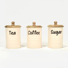 Set of 3 Cream Tea, Coffee, Sugar Canisters