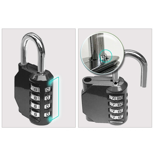 1Pièces Cadenas À Code Durable Noir Pour À En Zinc 2