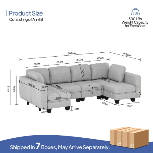 Corner Sofa with Storage, Sofa Bed Convertible 2