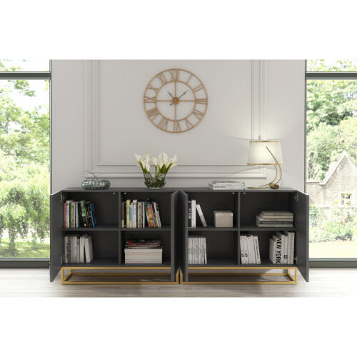 Creative Furniture Ripple Dark Grey 200cm Duo Sideboard - Modern Fluted Design 2