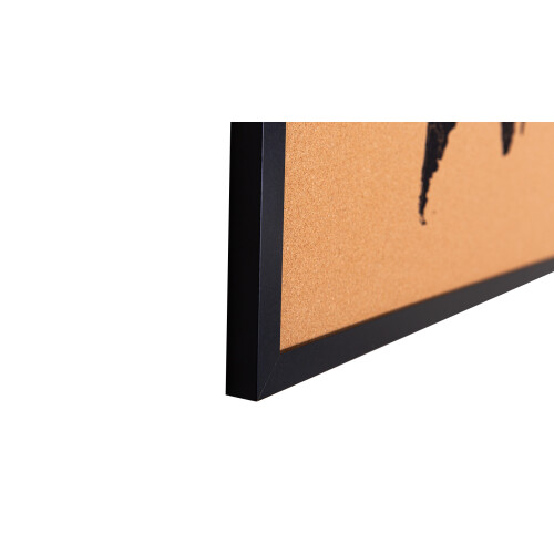 Cork Board - WORLD MAP - BLACK Wooden Frame - 90x60 cm 2