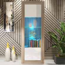 Illume 170cm Display Cabinet LED - Oak & White Gloss Doors
