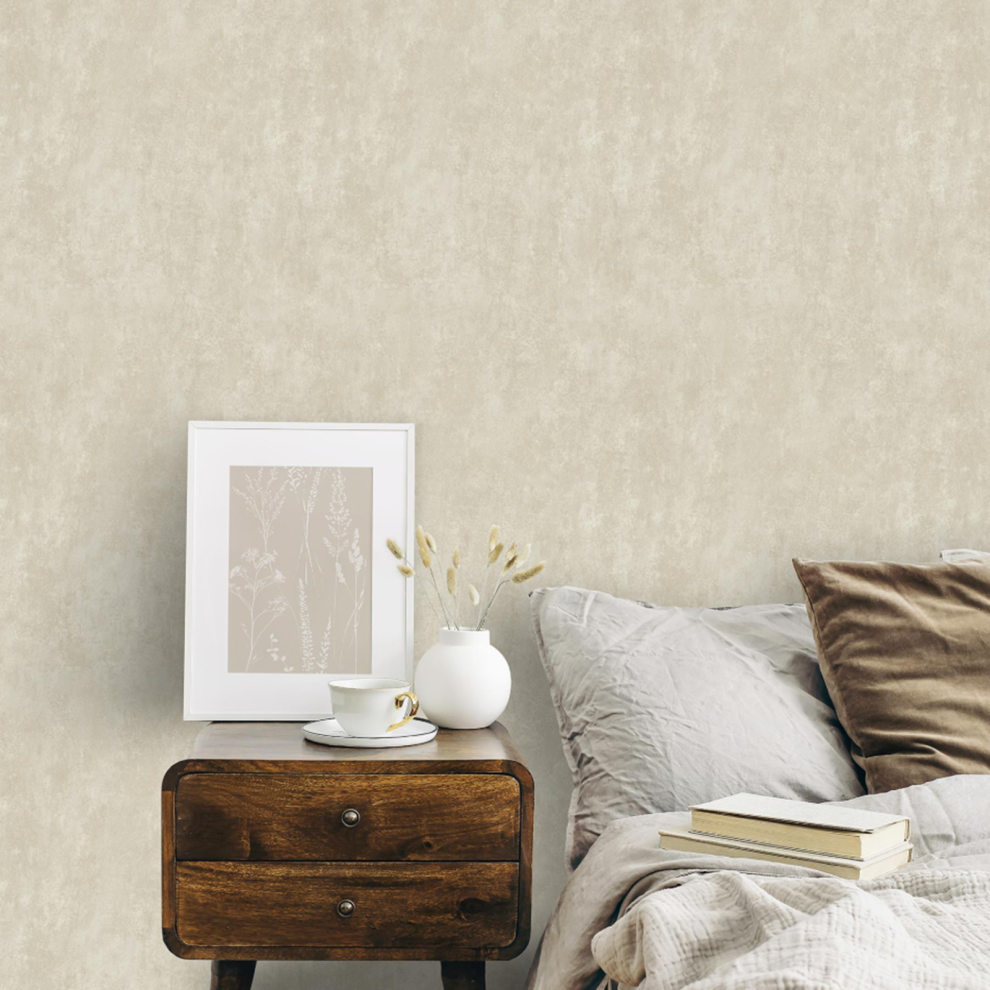 New Grandeco Plain Neutral Wallpaper Textured Thick Vinyl Beige A78101