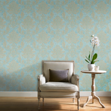 Grandeco Teal Capri Floral Damask Wallpaper PC2507
