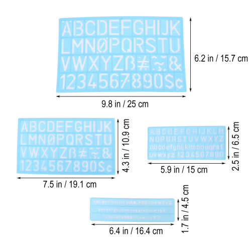4Pièces De Stencils Bleu Pour Dessin Polyvalents Scolaires 1