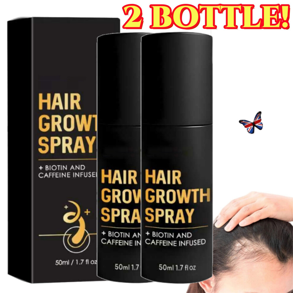 2X Hair Growth Spray With Biotin & Caffeine-Natural Hair Thickening Gentle Regrowth Mist