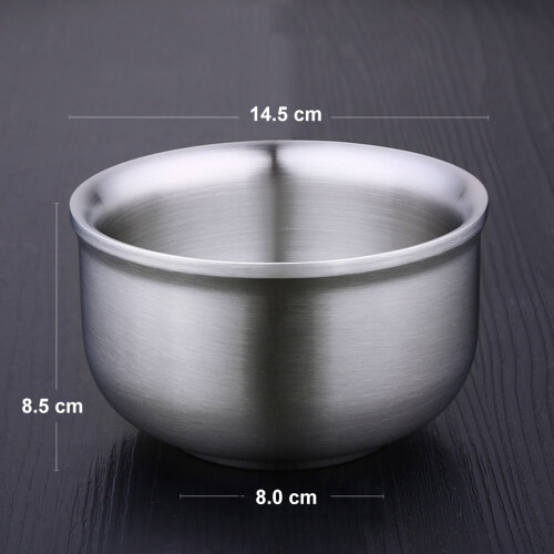 Double Wall Metal Bowl Silver 1pack 5.7x5.7x3.1in 1