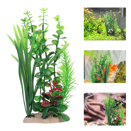 1Pc Realistic Green Plastic Aquatic Grass Underwater Fish Tank Decor 2