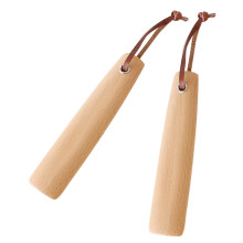 2Pcs Durable Beech Wood Shoe Horn Handheld Khaki for Men Women Kids