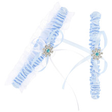 Stretchbare Strumpfbänder Set Spitze Himmelblau