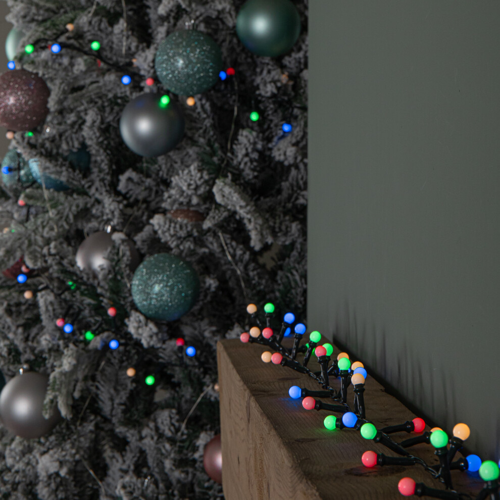 Premier 7.5M 300 Led Multi-Action Christmas Frosted Cap Berry String S With Timer In Multi-Coloured Light