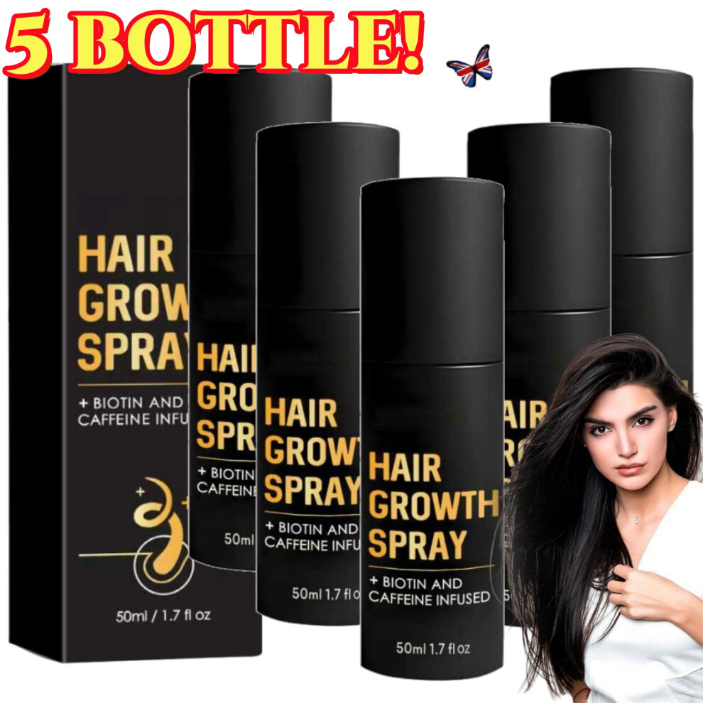5X Hair Growth Spray With Biotin & Caffeine-Natural Hair Thickening Gentle Regrowth Mist
