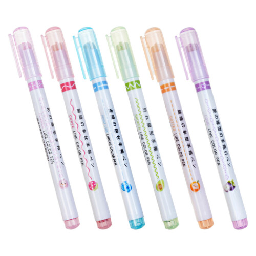 6 St Curve Pattern Highlighter Stifte Marker