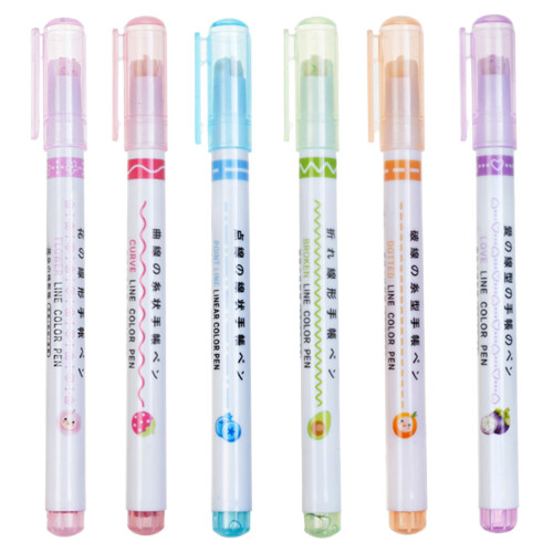 6 St Curve Pattern Highlighter Stifte Marker 2